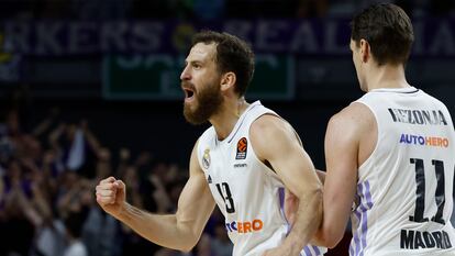 Sergio Rodríguez durante el quinto partido de los cuartos de final de la Euroliga entre el Real Madrid y el Partizán, en el Wizink Center este miércoles.