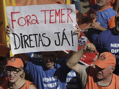 Manifestantes protestam em Brasília nesta quarta-feira.