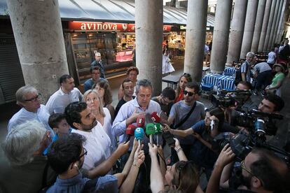 Joaquim Forn (CDC) en una atenci&oacute;n a los medios este viernes.