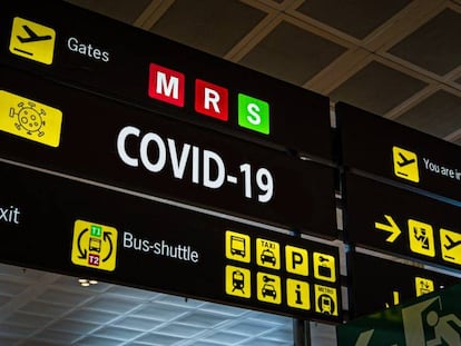 Pantalla de alertas en Barajas.