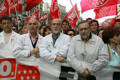 Manifestación en Madrid en defensa del hospital de Leganés.