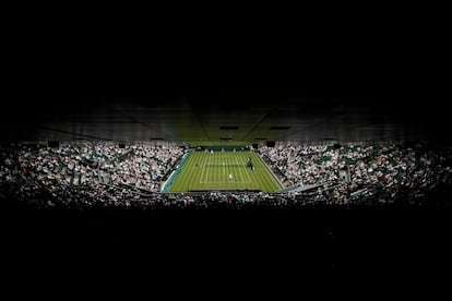 Vista general de una pista de Wimbledon durante el partido entre Kyle Edmund y Jaume Munar, el 1 de julio de 2019.