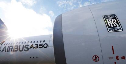 Airbus A350 con motor de Rolls Royce en la sede de Airbus en Toulouse (Francia). 