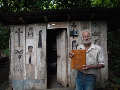 Don Alberto Gutiérrez, popular escultor en la comunidad de La Garnacha, Estelí. 