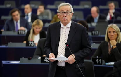 El presidente de la Comisión Europea, Jean-Claude Juncker, la semana pasada en el parlamento de Estrasburgo.