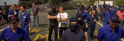 Trabajadores de Navantia, durante la protesta de este miércoles.