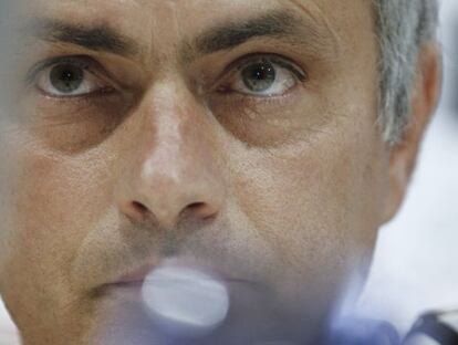 Mourinho, ayer, durante la rueda de prensa en Valdebebas.