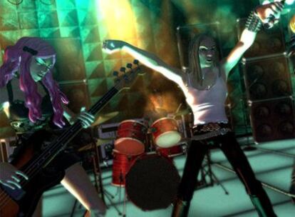 Escena de <i>Rock band,</i> el videojuego más premiado del año, que sale a la venta para XBox.