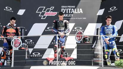 Oliveira, Quartararo y Mir en el podio del GP de Italia.