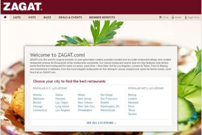 La web de Zagat, antes y después de ser comprada por Google.