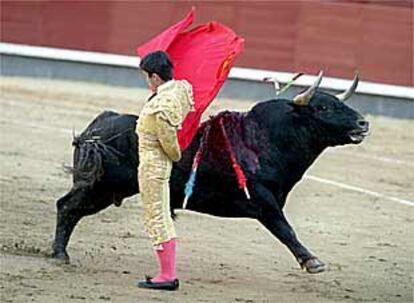 Javier Castaño, durante su actuación de ayer en Las Ventas.