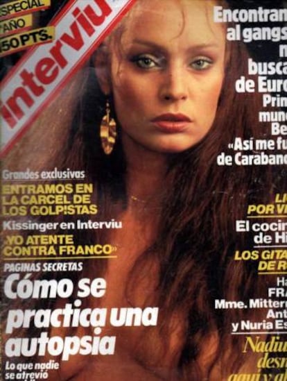 La actriz y modelo Nadiuska en una de las portadas que protagonizó en la revista 'Interviú'.