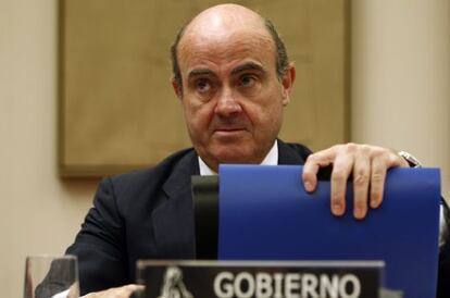 Luis de Guindos, en una comparecencia en el Congreso.