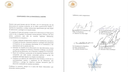 La carta firmada por Boric y los cuatro expresidentes.