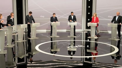 Los candidatos, antes del debate.