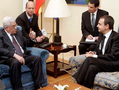 Mahmud Abbas y José Luis Rodríguez Zapatero, ayer en La Moncloa.