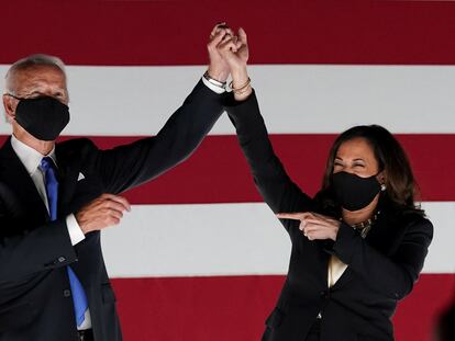 Joe Biden y Kamala Harris, este jueves durante el cierre de la Convención Demócrata.