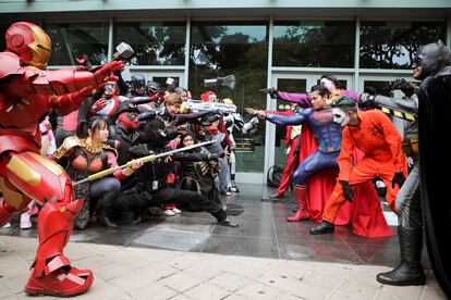 Fans dressed as their favorite Marvel and DC heroes at a comic book festival in Kuala Lumpur, Malaysia on December 22, 2019.