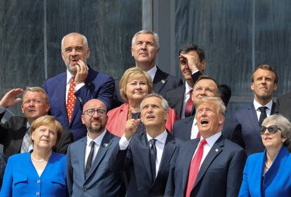Los líderes de la OTAN antes de la reunión. 