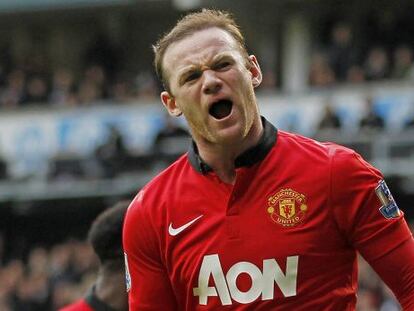 Rooney celebra un gol el United. 