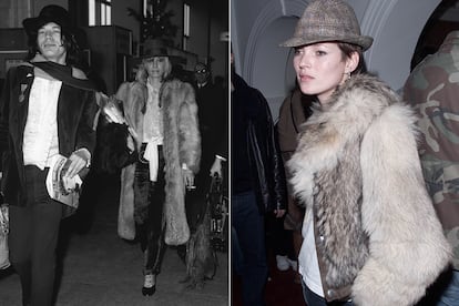 Abrigos de pelo y sombreros. Probablemente sean las prendas predilectas de los armarios de Anita Pallenberg y Kate Moss.