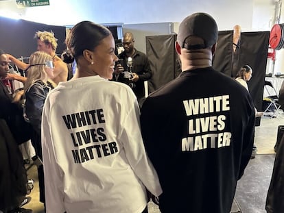Candace Owens and West at the Yeezy fashion show in Paris.