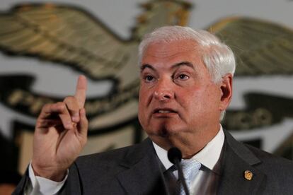 Ricardo Martinelli en una conferencia de prensa en 2012.