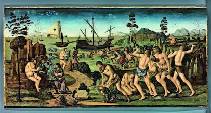 'Las aventuras de Ulises: la lucha con los lestrigones', siglos XIII-XIV, Nueva York.