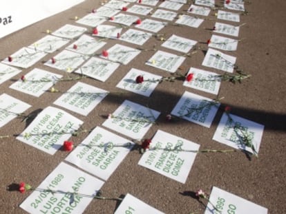 V&iacute;ctimas mortales de ETA, asesinadas en Bilbao,homenajeadas en el acto de recuerdo organizado por Gesto por la Paz el pasado 2010. 