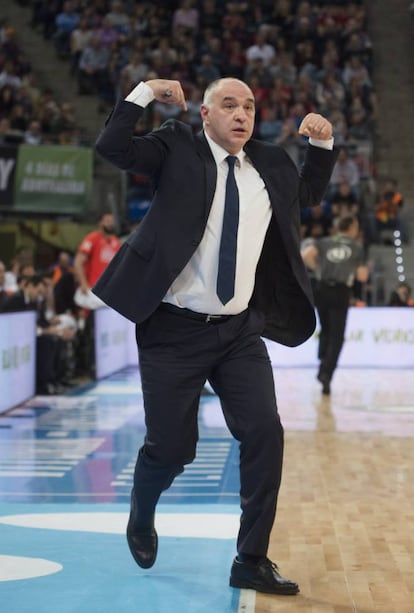 El técnico del Real Madrid Pablo Laso durante el encuentro.