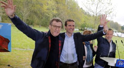 Alberto Núñez Feijóo y Pablo Casado, este domingo.