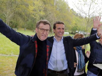 Alberto Núñez Feijóo y Pablo Casado, este domingo.