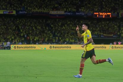 Luis Díaz, de Colombia, celebra su gol en el partido contra Brasil, el pasado 17 de noviembre, en Barranquilla.