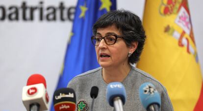 Arancha Gonzalez Laya durante una rueda de prensa en Ramala, Cisjordania, en diciembre de 2020.