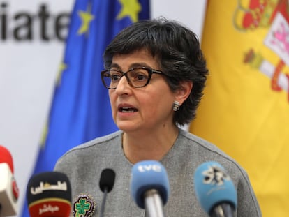 La ministra de Asuntos Exteriores, Arancha González Laya, durante su visita esta semana a Ramala.