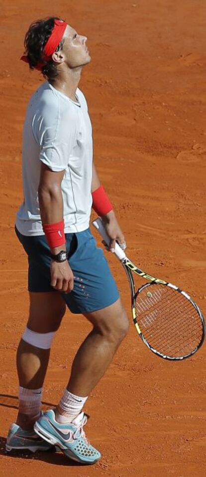 Nadal se lamenta durante el partido.