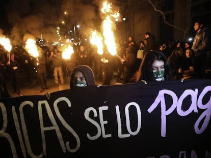 Manifestação pró-aborto no Chile nesta quarta-feira.