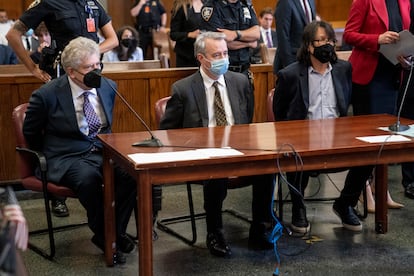 Defendants Glenn Horowitz, Craig Inciardi, and Edward Kosinski appear in criminal court. July 12, 2022, New York.