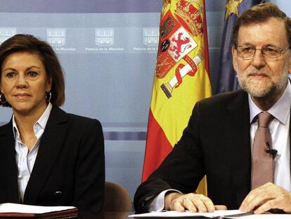 Dolores de Cospedal y Mariano Rajoy, este s&aacute;bado.