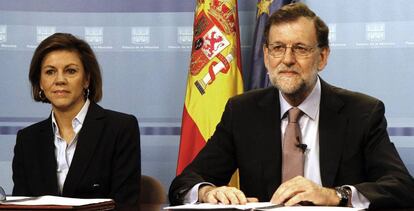 Dolores de Cospedal y Mariano Rajoy, este sábado.
