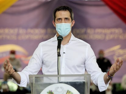 El líder opositor venezolano Juan Guaidó durante una comparecencia.