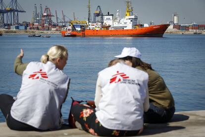 Arribada del vaixell 'Aquarius' al port de València.