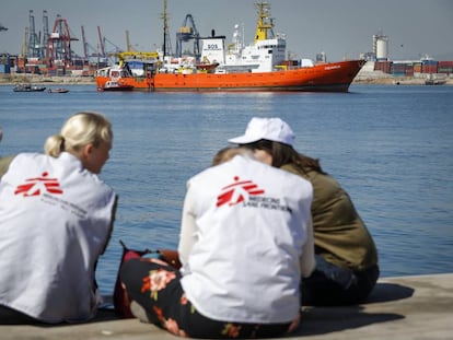 Arribada del vaixell 'Aquarius' al port de València.