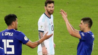 Messi, durante el partido entre Argentina y Paraguay.