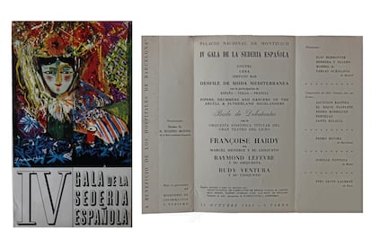 Díptico de la IV Gala de la Sedería (11 de octubre de 1963). A la derecha, detalle del interior del díptico.