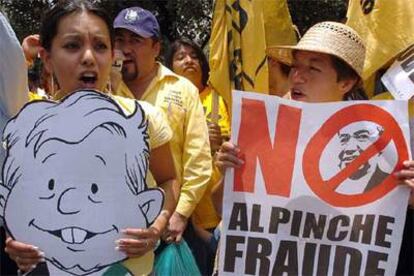 Seguidores de López Obrador, durante la protesta en a capital mexicana