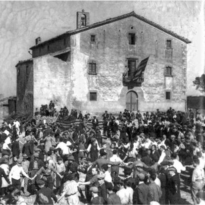 La masía del Pla de la Garga, en Centelles (Osona), donde nació Ildefons Cerdà, en una imagen de 1922.