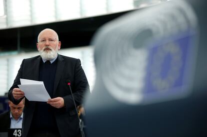 El vicepresidente de la Comisión Europea, Frans Timmermans, en la Eurocámara.