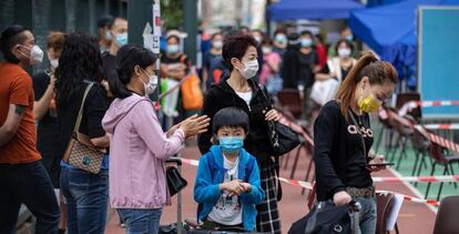 Imagen de un centro de diagnósticos de coronavirus en Hong Kong. 