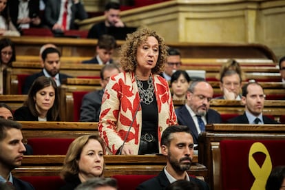 La portavoz de ERC. Ester Capella, en un momento de la sesión de control.